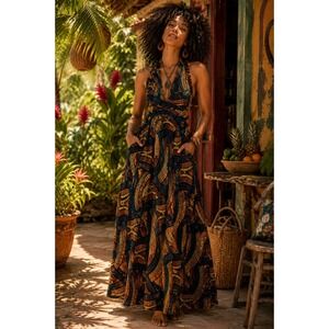 AFRODESIAC GHANA African‎ Convertible Multiway HALTER MAXI DRESS WOMEN ONE SIZE